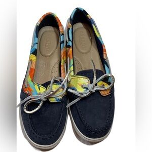 Sperry Top Sider Starfish Coral Navy Multi Boat Shoes Leather  Womens Size 7